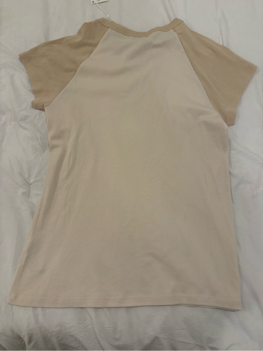 Vince Two-Tone Short Sleeve Tee - Beige & Tan - Picture 2 of 5